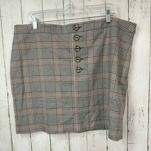 Express Women's Gray Plaid Button Front Mini Skirt Size 18